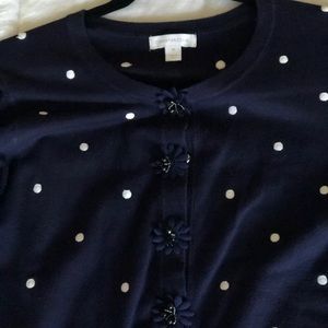 Charter Club Navy polka dot cardigan (medium)
